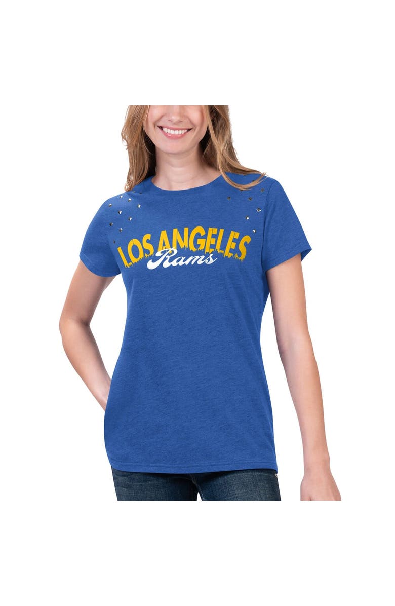 G-III 4HER BY CARL BANKS Women's G-III 4Her by Carl Banks Heathered Royal Los Angeles Rams Main Game T-Shirt, Alternate, color,