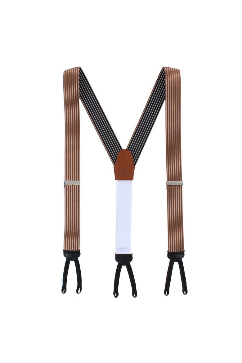 Big And Tall Voltaire Chalk Stripe Elastic Formal End Suspenders (braces), Alternate, color, British Tan