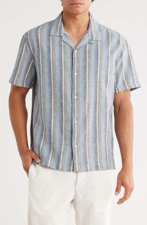 シャツ IONSEOUL Morris Linen Short Sleeve Shirt JE1289 Morris Resort Linen Shirt White at CareOfCarl.com