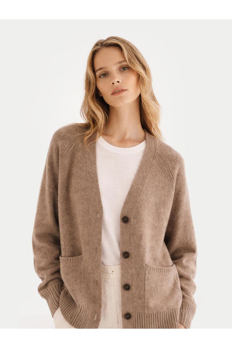 Relaxed-Fit Cashmere Cardigan, Alternate, color, taupe