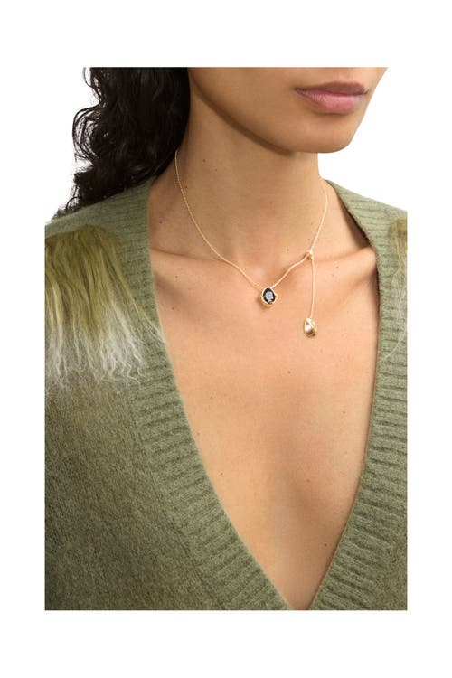Burberry Shield Pendant Necklace In Gold/black/clear