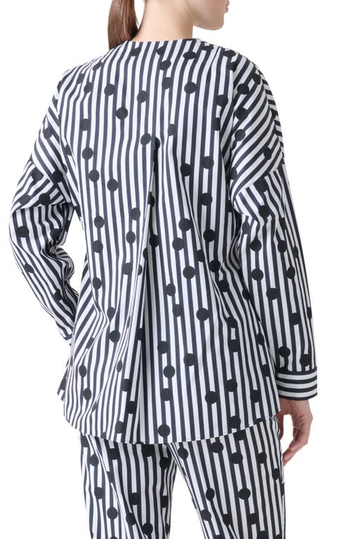 Akris Punto Polka Dot Stripe Cotton Tunic In Gray