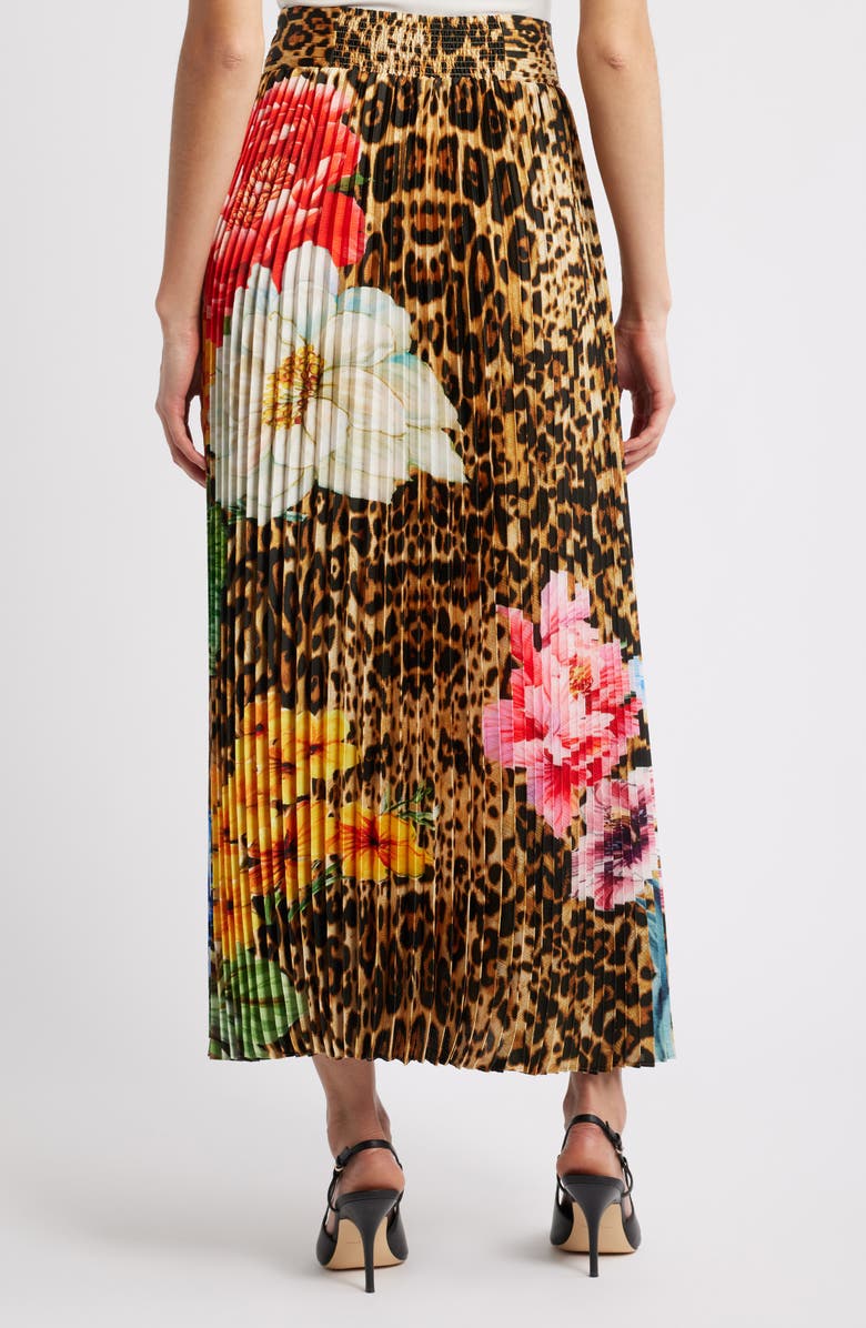 Elie Tahari The Louise Sahara Desert Print Pleated Satin Midi Skirt, Alternate, color,