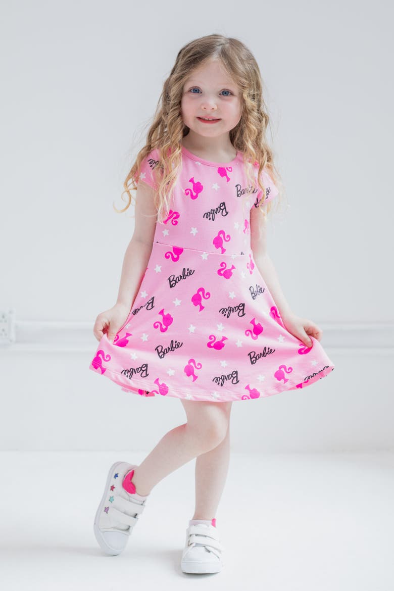 Short Sleeve Skater Dress, Alternate, color, Pink
