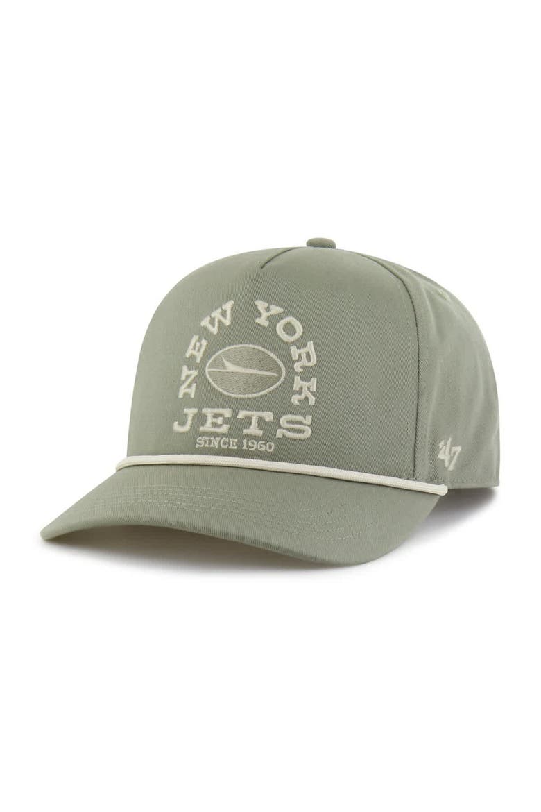 Men's '47  Olive New York Jets Canyon Ranchero Hitch Adjustable Hat, Main, color, Olive