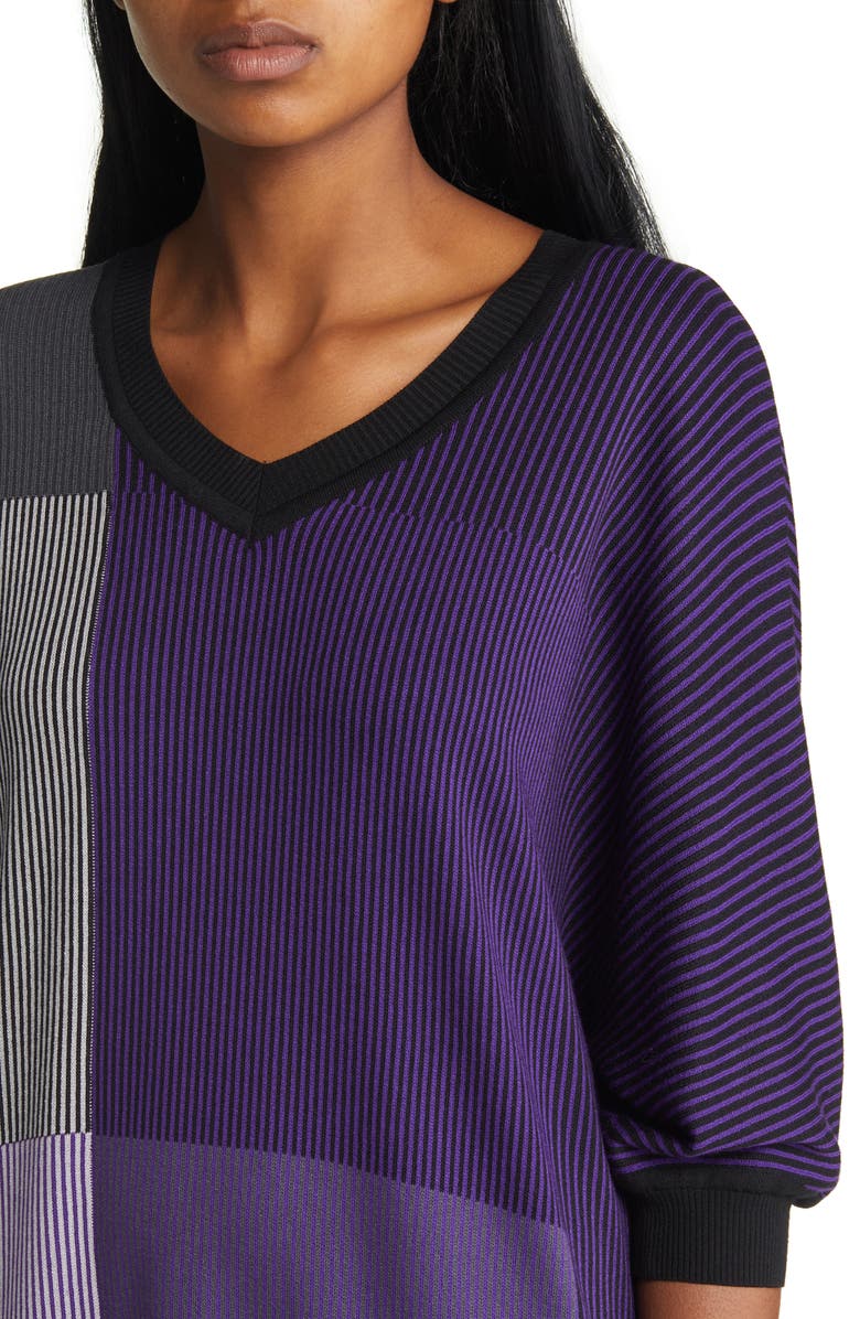 Ming Wang Stripe Colorblock Dress, Alternate, color, 