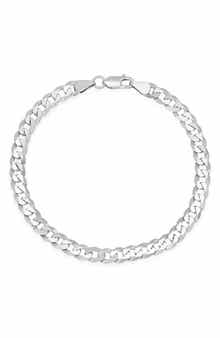 Queen Jewels Men's Sterling Silver Italian Miami Cuban Curb Chain Bracelet