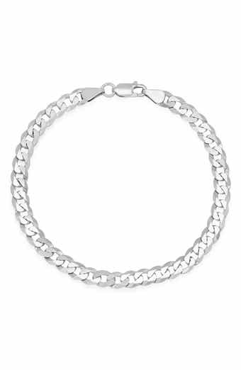 Queen Jewels Men's Sterling Silver Italian Miami Cuban Curb Chain Bracelet