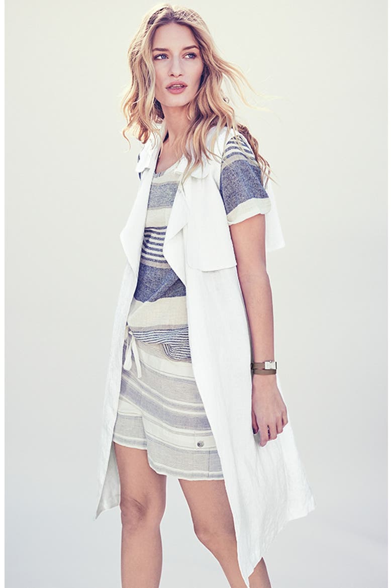 Belted Sleeveless Linen Duster, Alternate, color, ULTRA WHITE