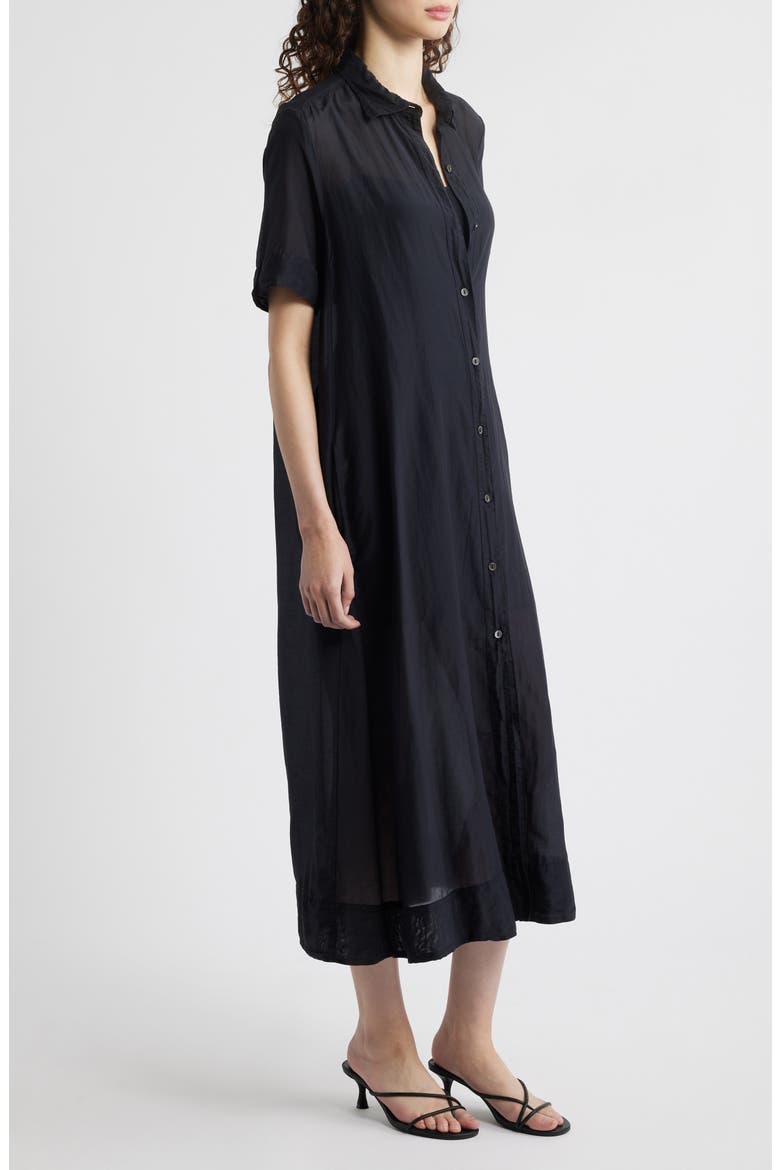 Cotton & Silk Shirtdress, Alternate, color, BLACK