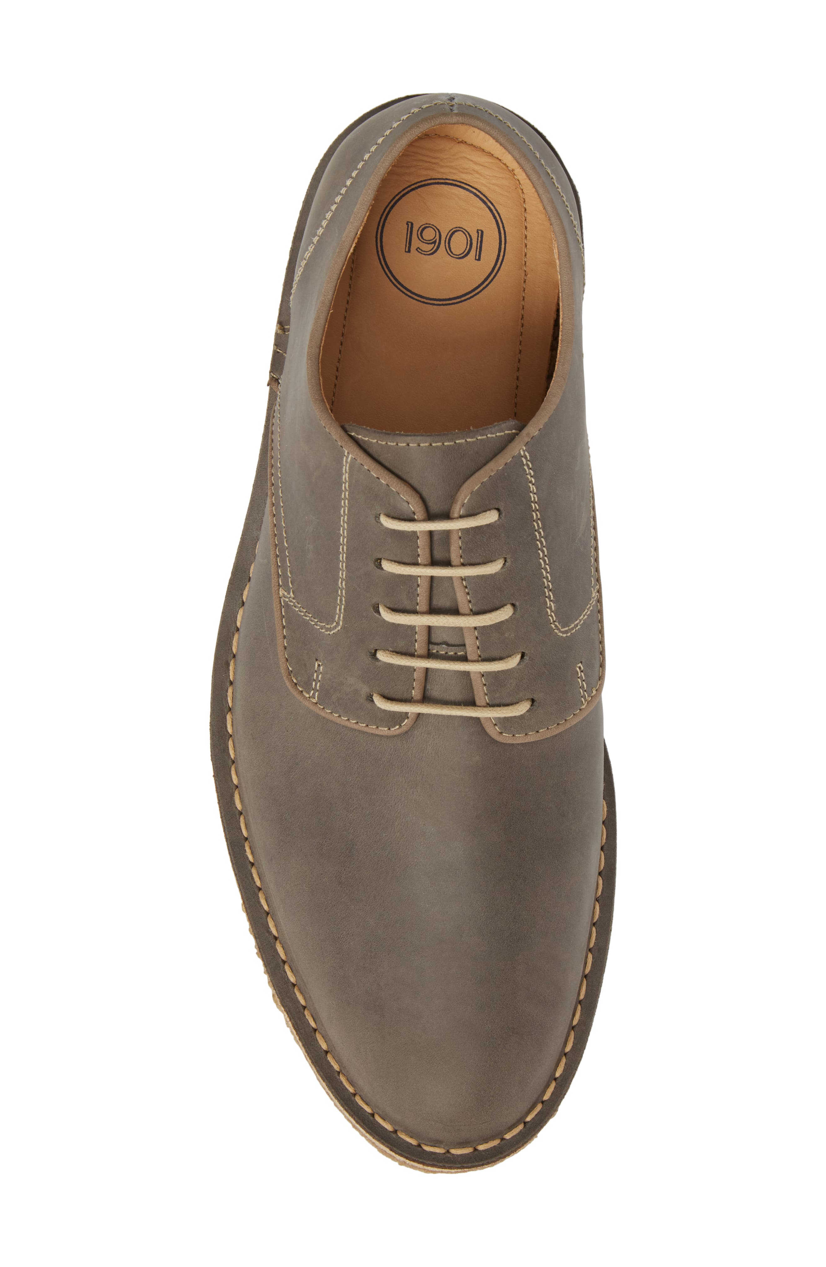 Crescent Buck Shoe, Alternate, color, GREY LEATHER