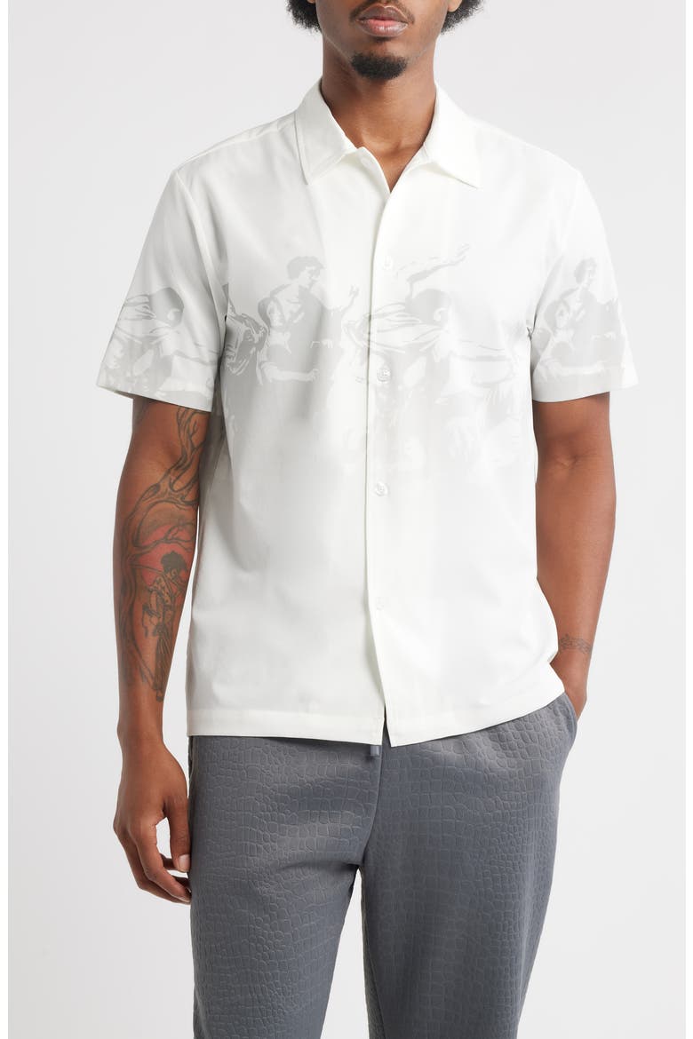 Confidatevi Short Sleeve Button-Up Shirt, Main, color, WHITE