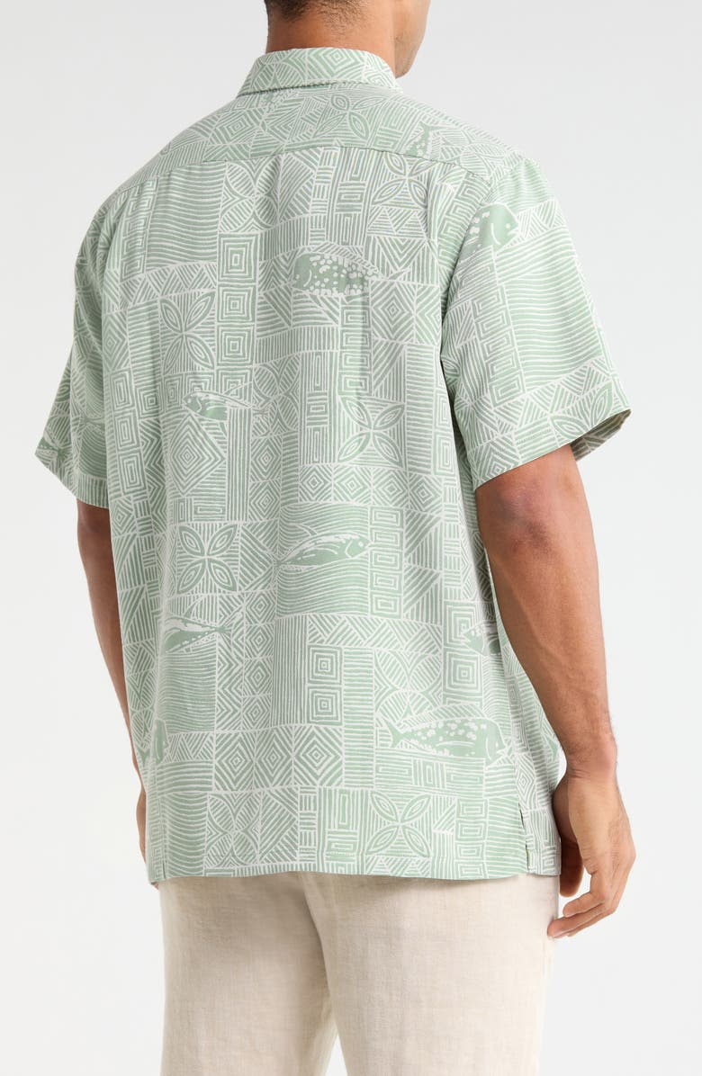 Kahala Kapakahi Jacquard Short Sleeve Button-Up Shirt, Alternate, color, Wasabi