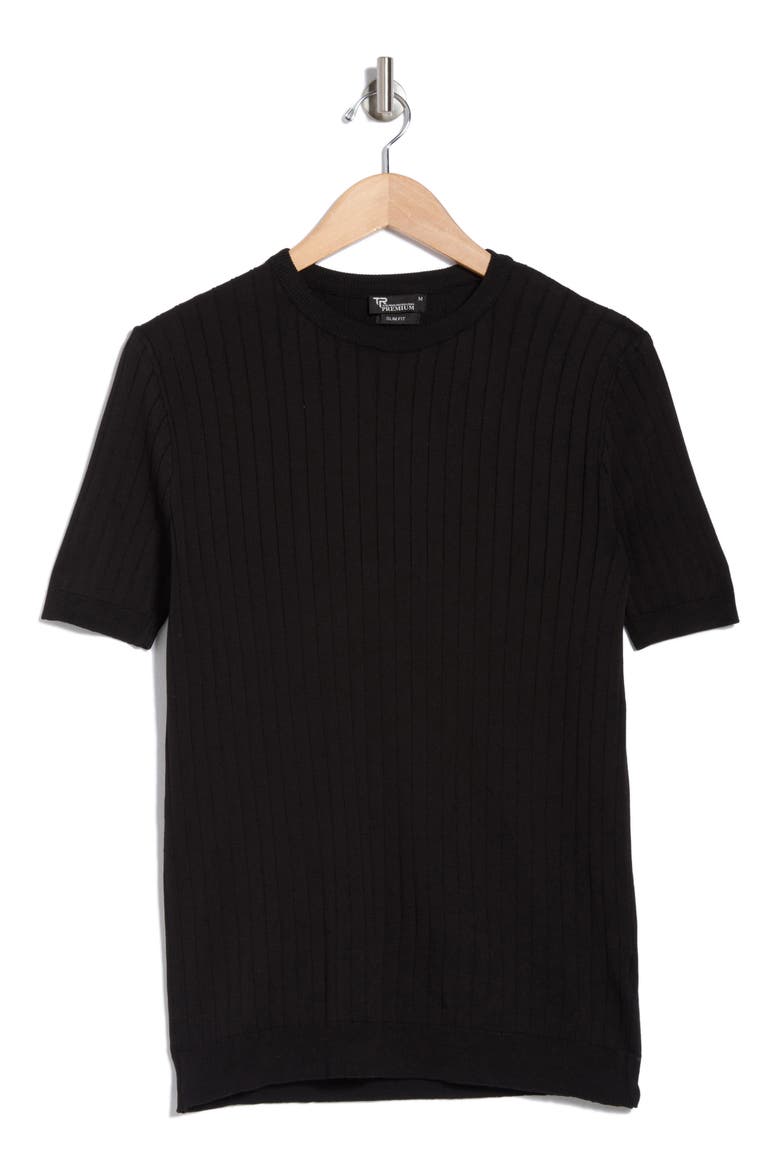 Slim Fit Sweater T-Shirt, Alternate, color, BLACK