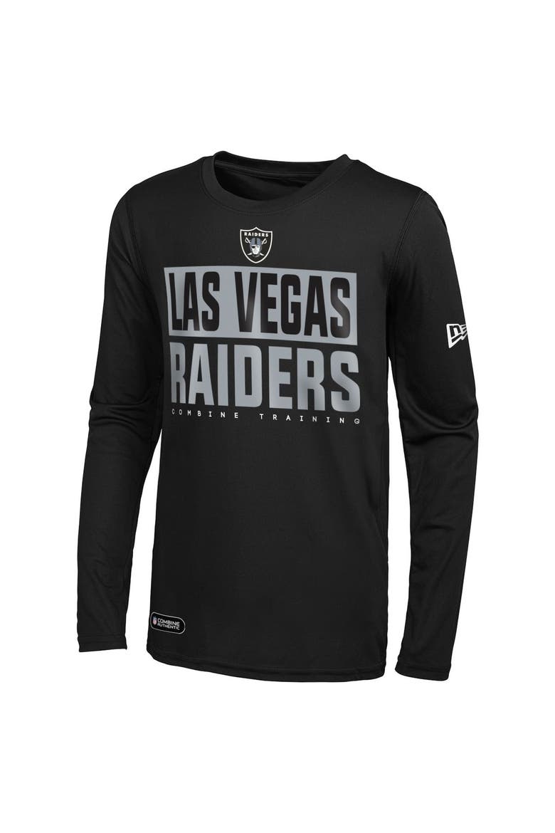 Men's New Era Black Las Vegas Raiders Combine Authentic Offsides Long Sleeve T-Shirt, Alternate, color, Black