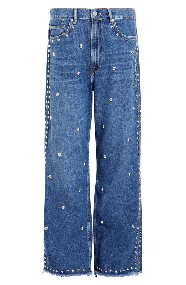 AllSaints Blake Studded Raw Hem Straight Leg Jeans, Alternate, color, 