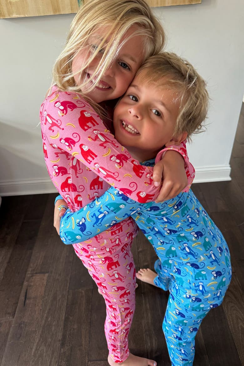 Long Sleeve Pajama Set - Monkeying Around Blue, Alternate, color, Monkeying Around Blue