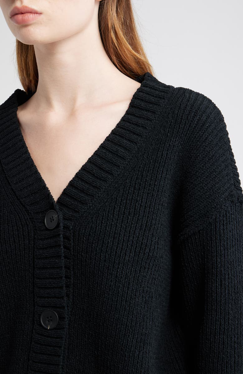 All in Favor Relaxed Chenille V-Neck Cardigan, Alternate, color, Black