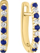 EFFY 14k Gold Plated Sapphire Hoop Earrings