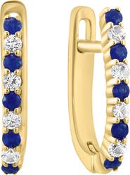 EFFY 14k Gold Plated Sapphire Hoop Earrings
