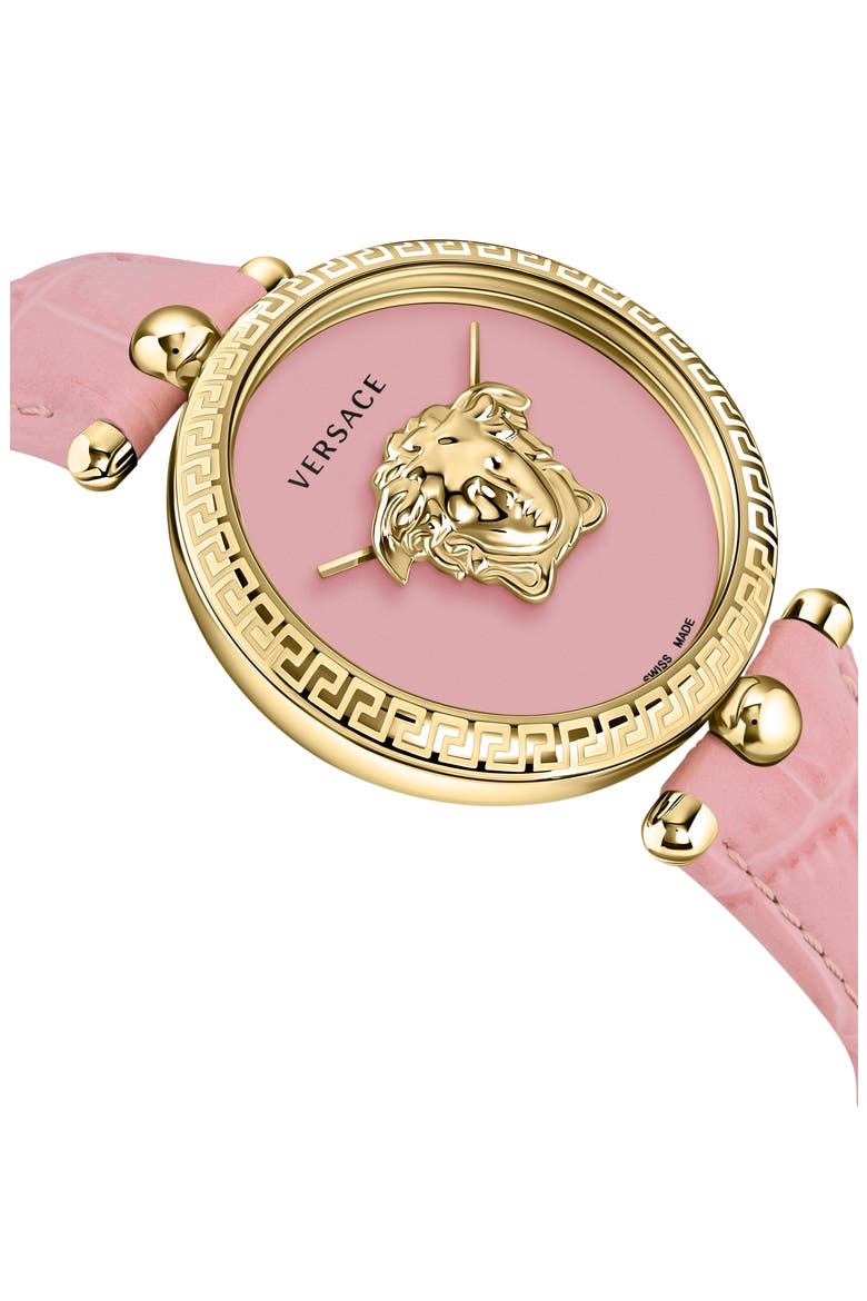 Palazzo Empire Croc Embossed Leather Strap, 39mm, Alternate, color, GOLD