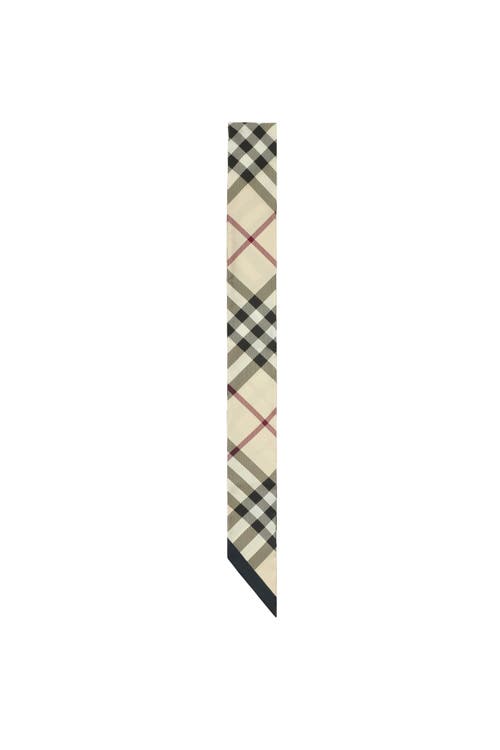 Burberry Skinny Check Silk Scarf In Neutral