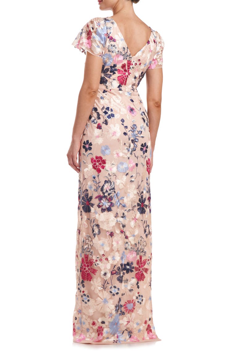 Magnolia Floral Embroidery Gown, Alternate, color, ROSE GOLD MULTI