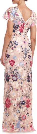 Magnolia Floral Embroidery Gown