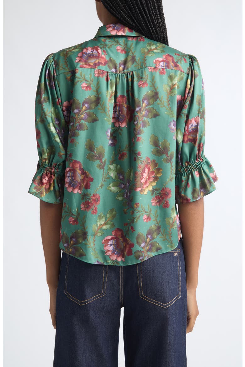 Fiona Fresco Floral Bow Shirt, Alternate, color, DARK IVY MULTI