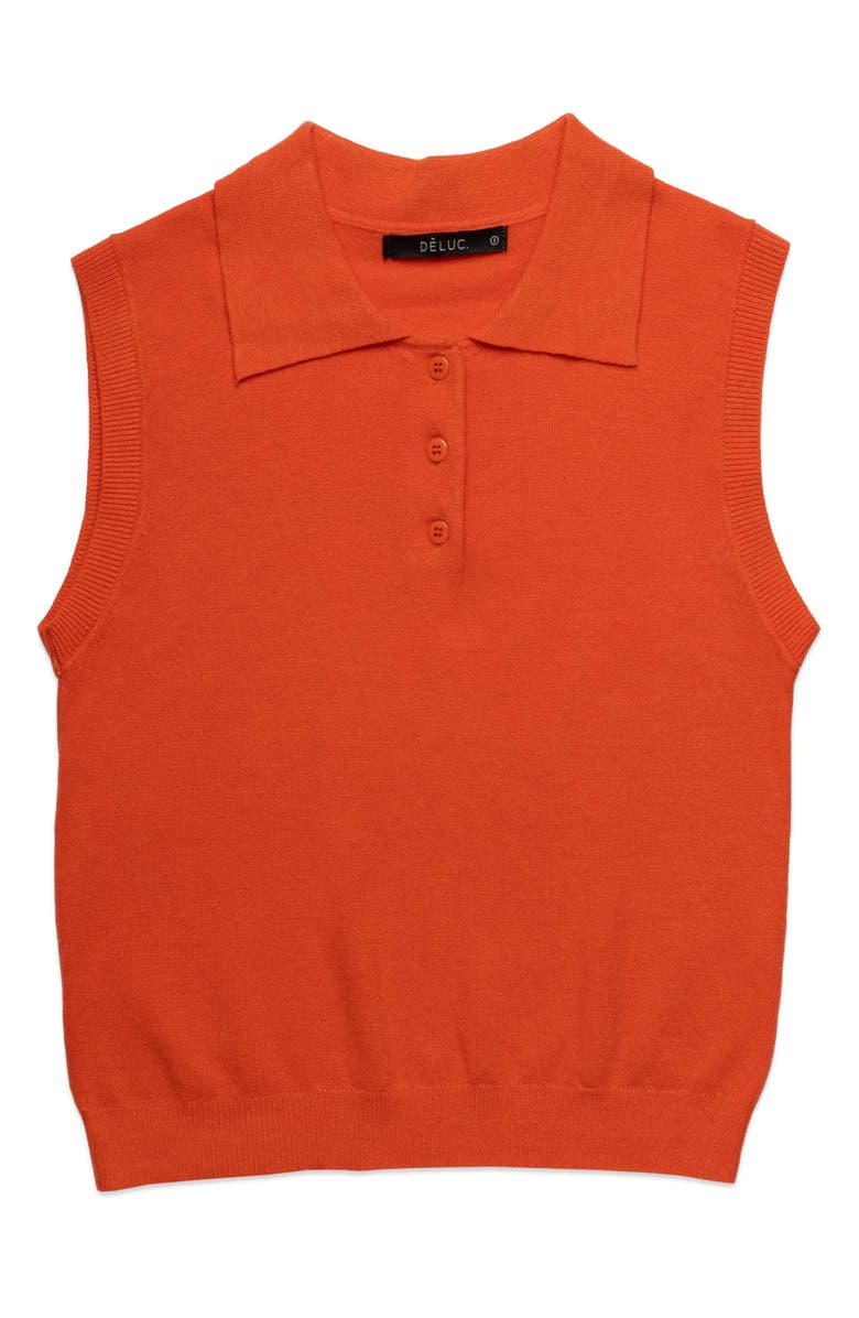 DELUC Cassio Sleeveless Polo Sweater, Main, color, Red