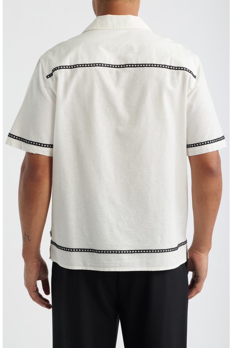 Didcot Embroidered Short Sleeve Cotton & Linen Button-Up Shirt, Alternate, color, ECRU / WASHED BLACK