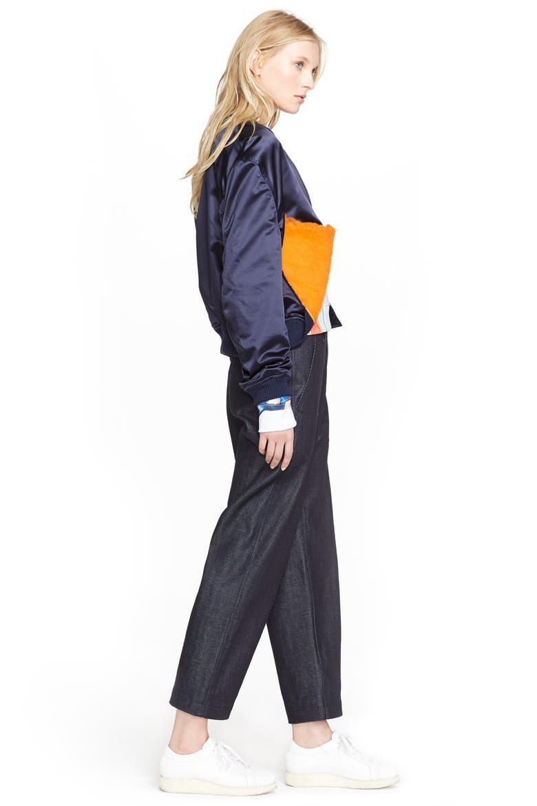 Hand Felted Bomber Jacket, Alternate, color, NAVY ORANGE