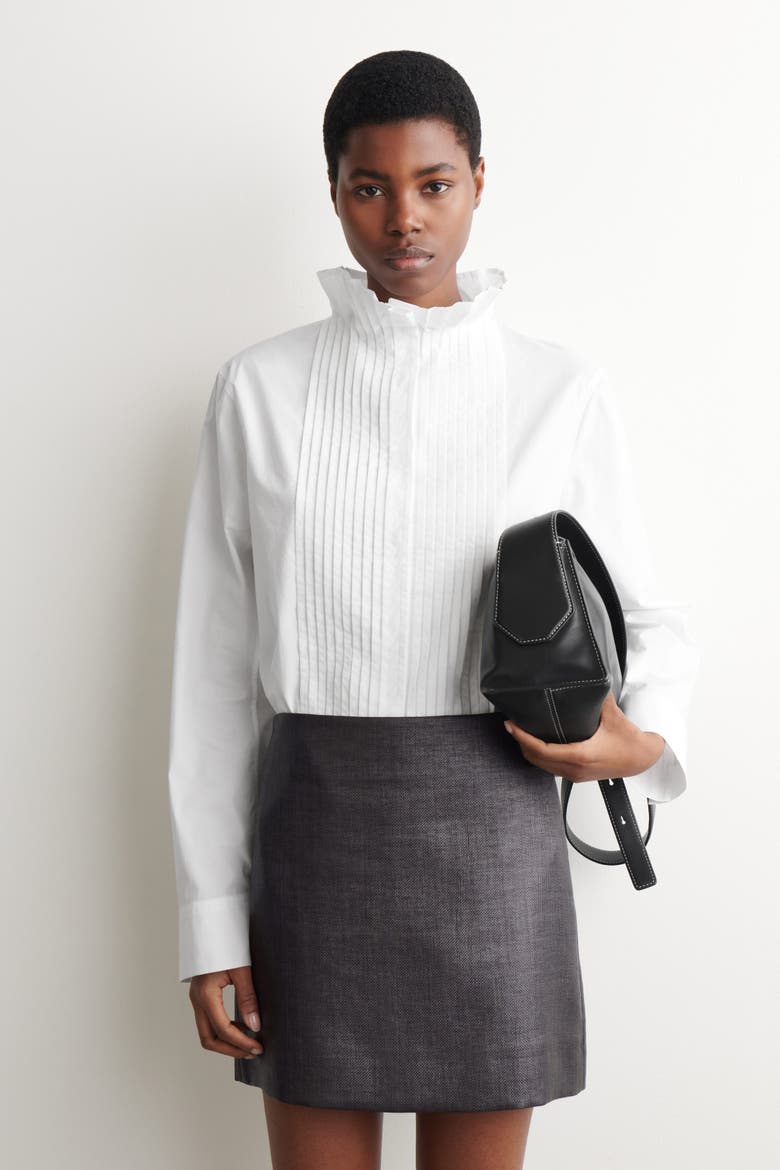 Pintucked Cotton Blouse, Main, color, WHITE