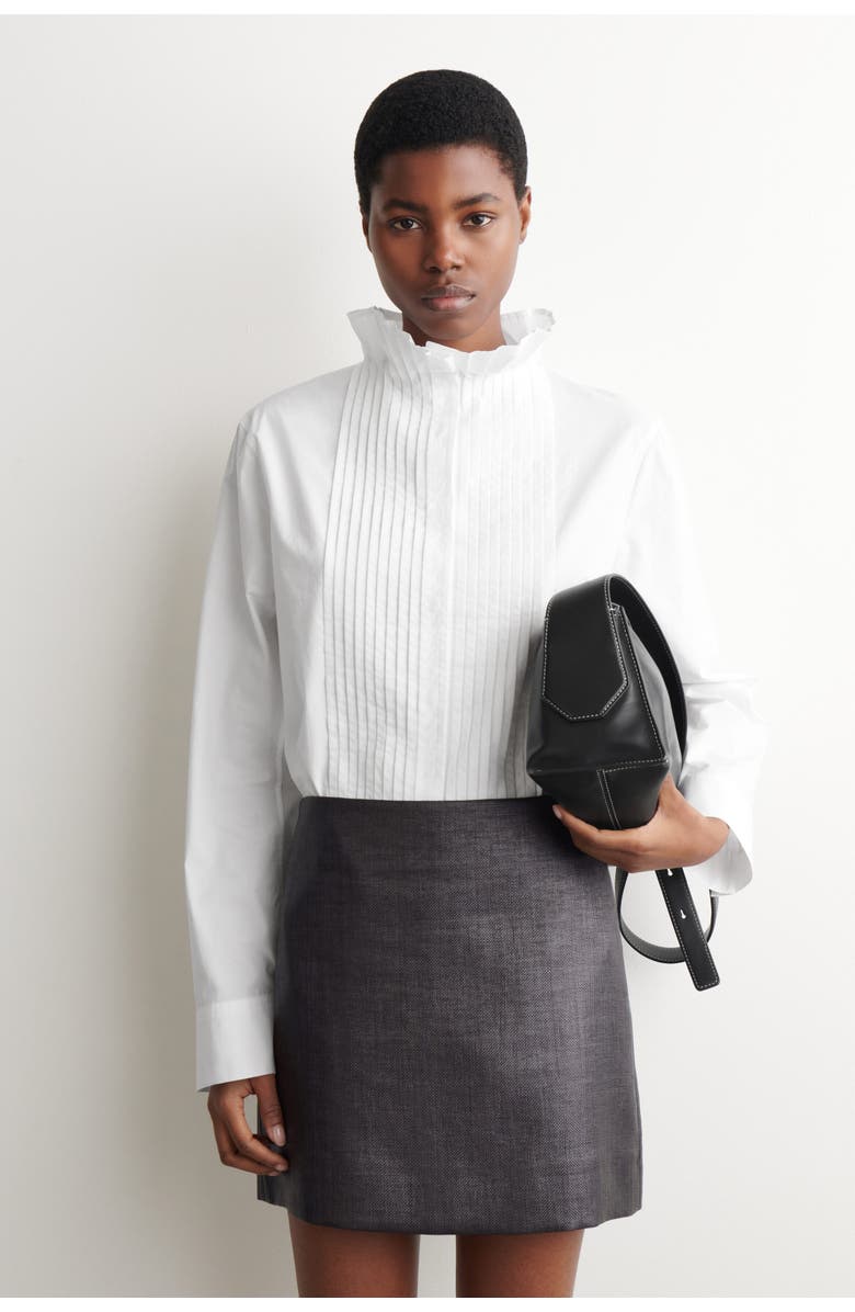 COS Pintucked Cotton Blouse, Main, color, White