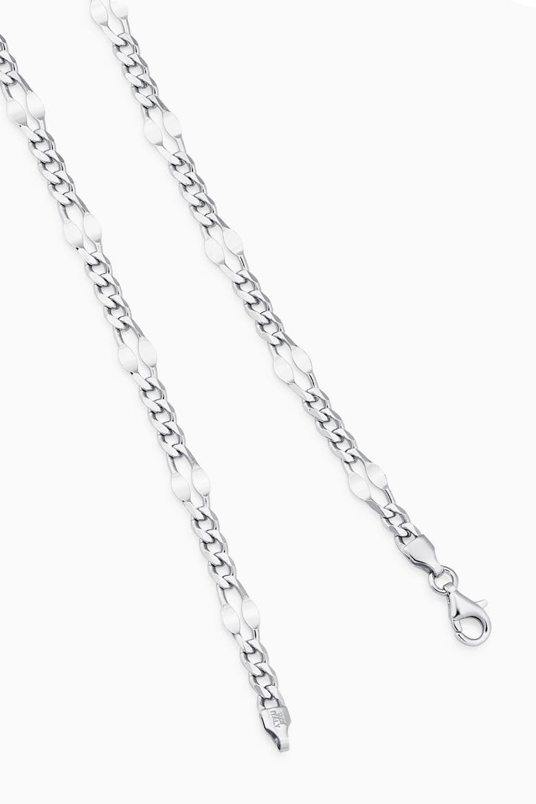 Sterling Silver Figaro Station Link Necklace, Alternate, color, Sterling Silver