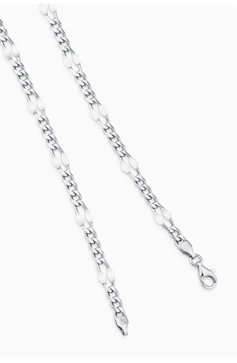 Oradina Sterling Silver Figaro Station Link Necklace, Alternate, color, Sterling Silver
