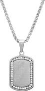 HMY JEWELRY Men's Stainless Steel Cubic Zirconia Lord's Prayer Tag Pendant Necklace