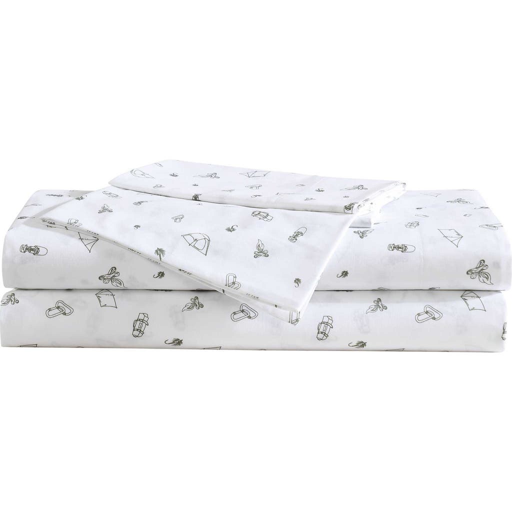 Eddie Bauer Camp 200 Thread Count Cotton Percale Twin Sheet Set In Dark Green