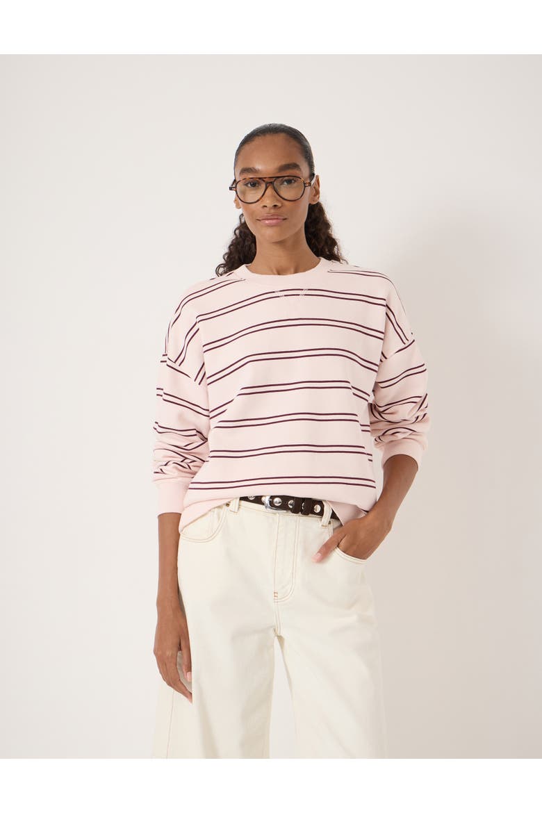 Luca Stripe Heavyweight Sweatshirt, Main, color, Pale Pink/Burgundy Stripe