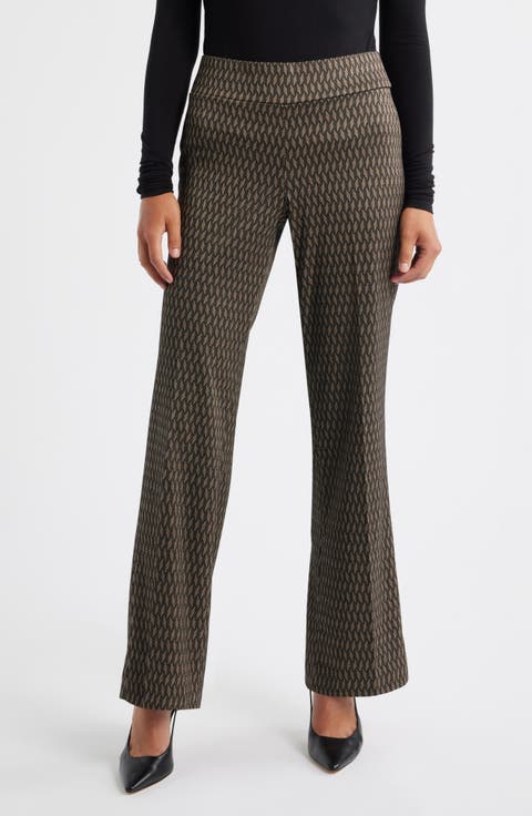 Chevron High Waist Pull-On Wide Leg Pants