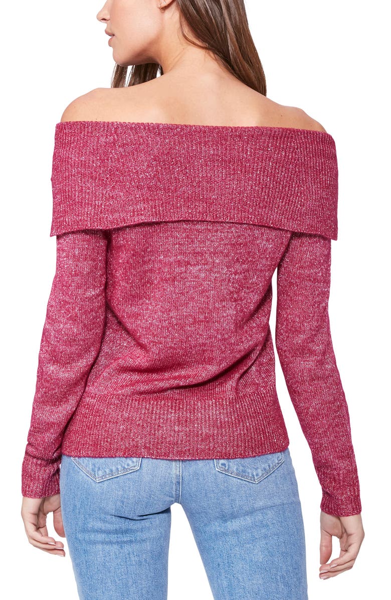 PAIGE Izabella Metallic Mélange Off the Shoulder Sweater, Alternate, color,