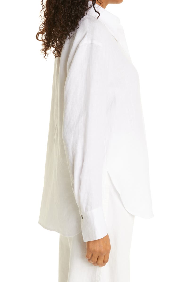Vince Relaxed Fit Linen Button-Up Shirt, Alternate, color, Optic White