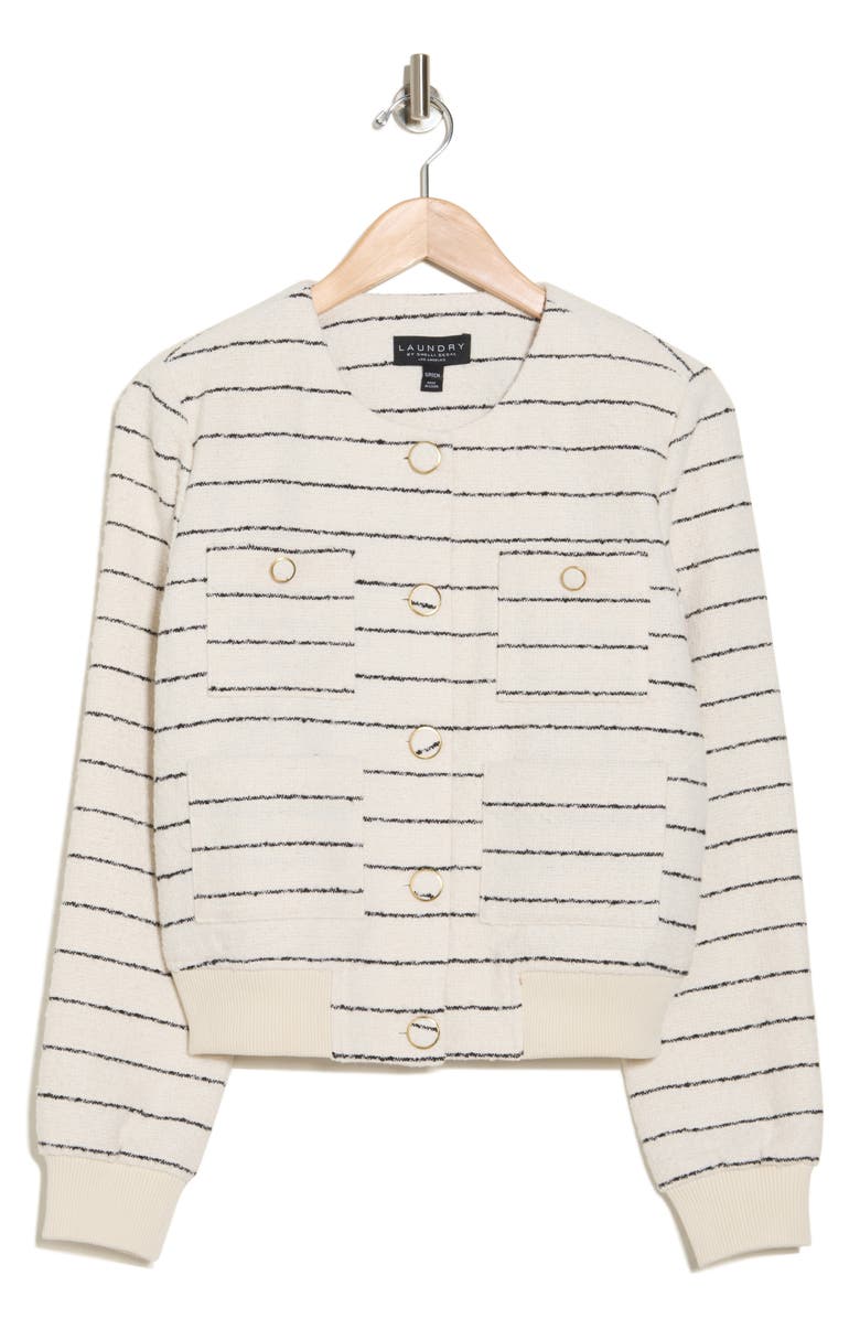 Laundry by Shelli Segal Stripe Knit Jacket, Alternate, color, 