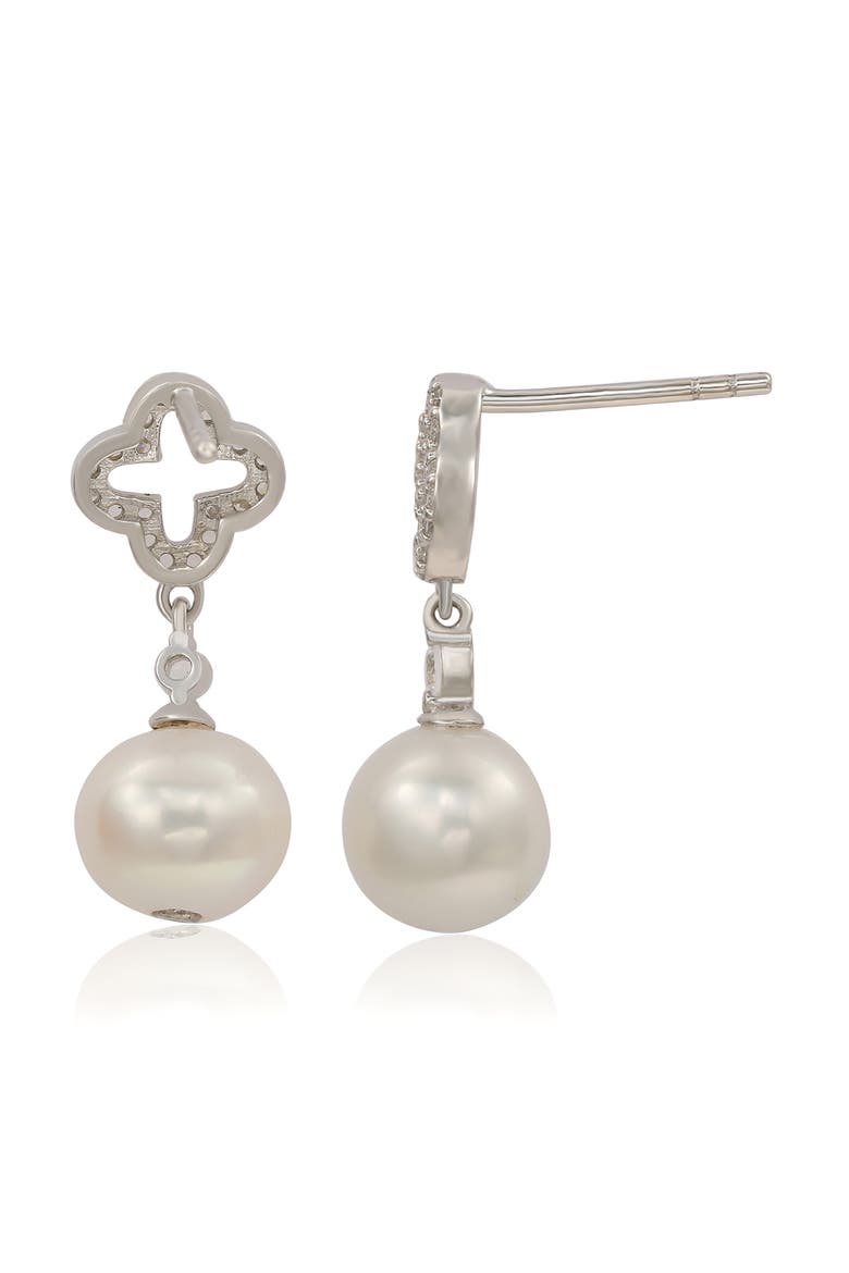 Sterling Silver Freshwater Pearl Drop Earrings, Alternate, color, WHITE