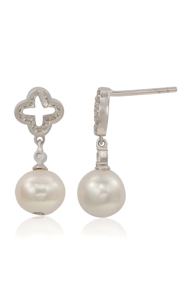 SUZY LEVIAN Sterling Silver Freshwater Pearl Drop Earrings, Alternate, color, White
