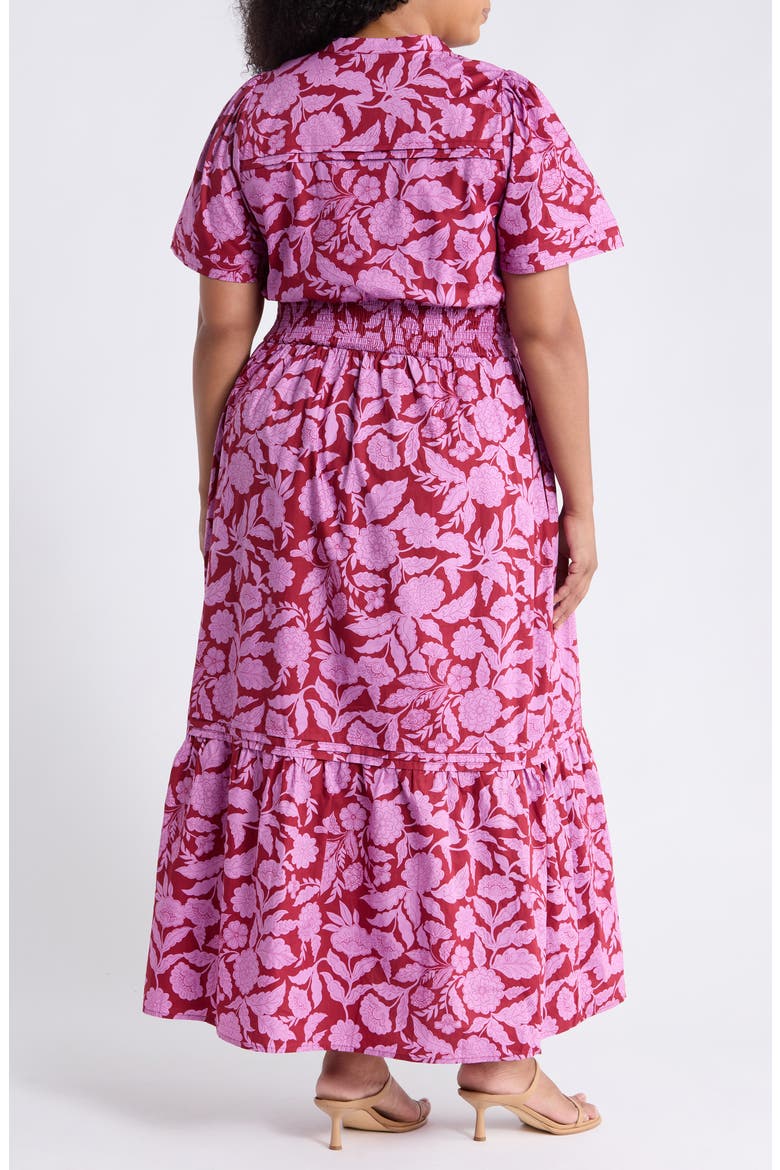 Floral Print Maxi Dress, Alternate, color, BURGUNDY-PINK
