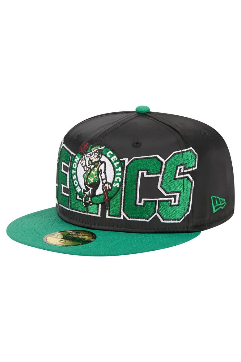 Men's New Era Black/Kelly Green Boston Celtics Satin Two-Tone 59FIFTY Fitted Hat, Main, color, Black