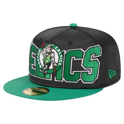 Men's New Era Black/Kelly Green Boston Celtics Satin Two-Tone 59FIFTY Fitted Hat