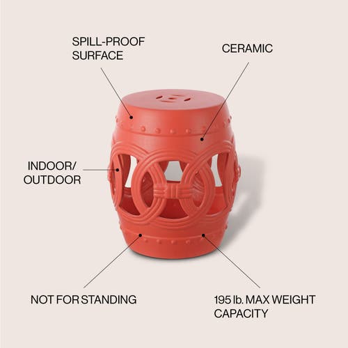 Jonathan Y Lucky Coins 16" Chinese Ceramic Drum Garden Stool In Matte Coral