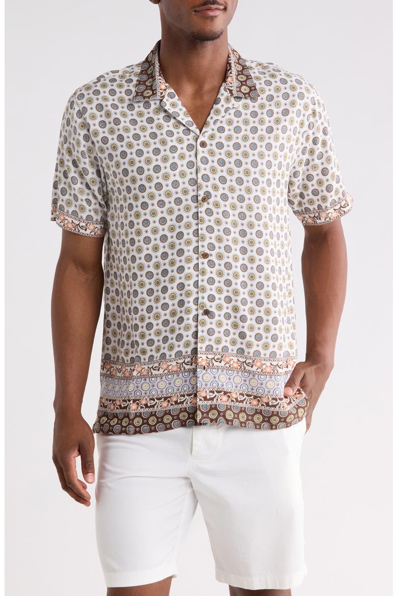 Short Sleeve Button-Up Camp Shirt, Main, color, EGGSHELL